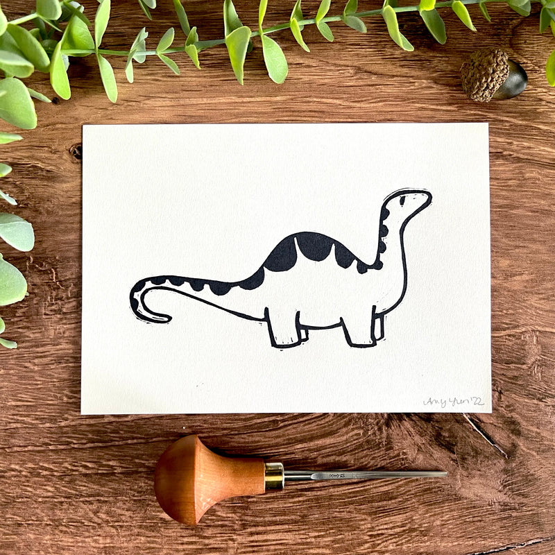 Brachiosaurus 5" x 7" Original Handmade Print
