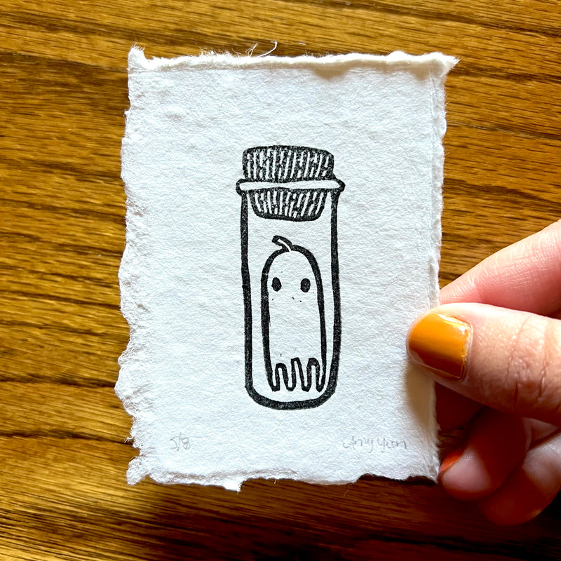 Mini ACEO 2.5" x 3.5" Ghost in a Bottle Original Handmade Print