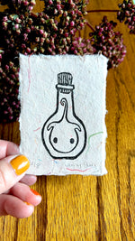 Mini ACEO 2.5" x 3.5" Bell Flower Spirit in a Bottle Original Handmade Print